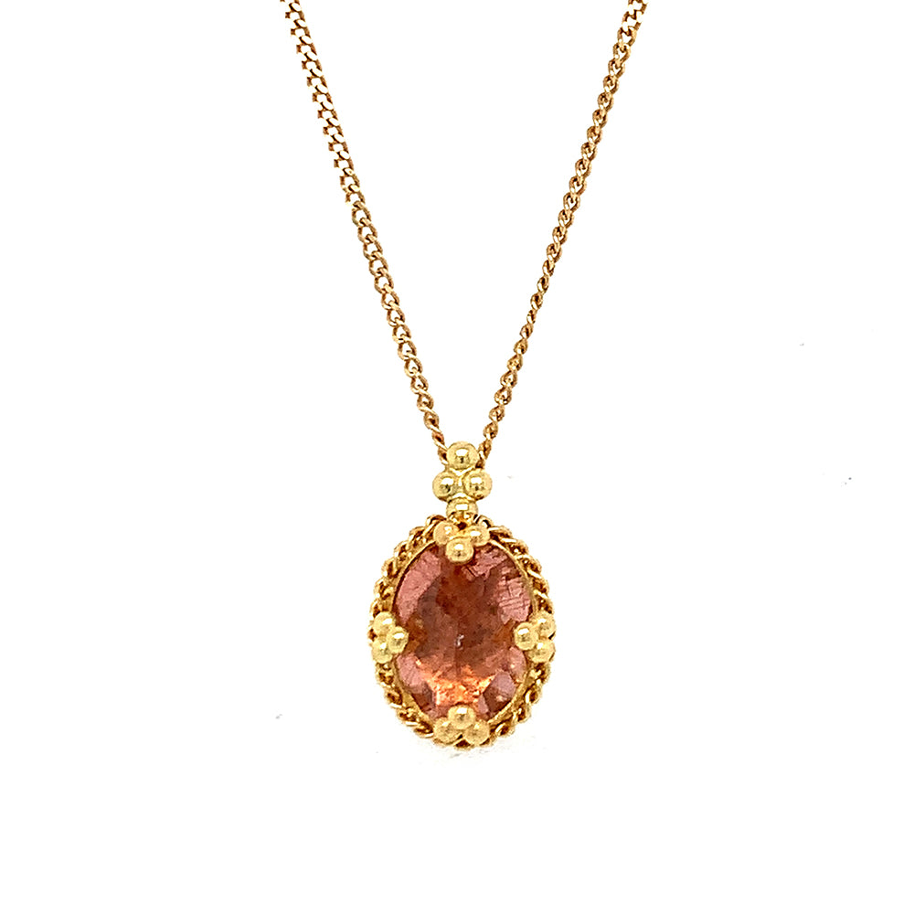 One-of-a-Kind Yellow Gold & Peach Tourmaline Necklace - "Luma"