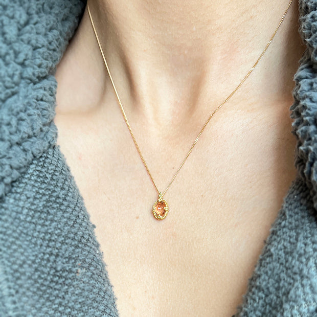 One-of-a-Kind Yellow Gold & Peach Tourmaline Necklace - "Luma"