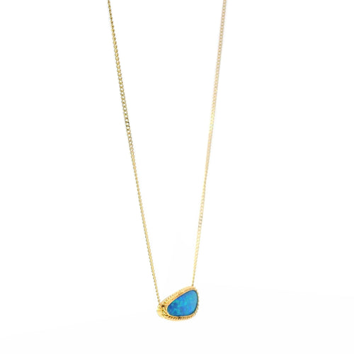 Australian Opal Doublet Gold Necklace - "Tidal Pool"