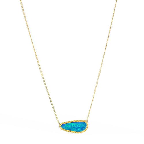 Australian Opal Doublet Gold Necklace - "Tidal Pool"