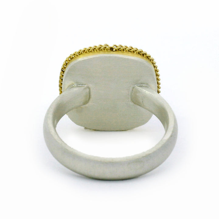 Carved Aquamarine, Gold & Silver Ring - "Deniz Nefesi"