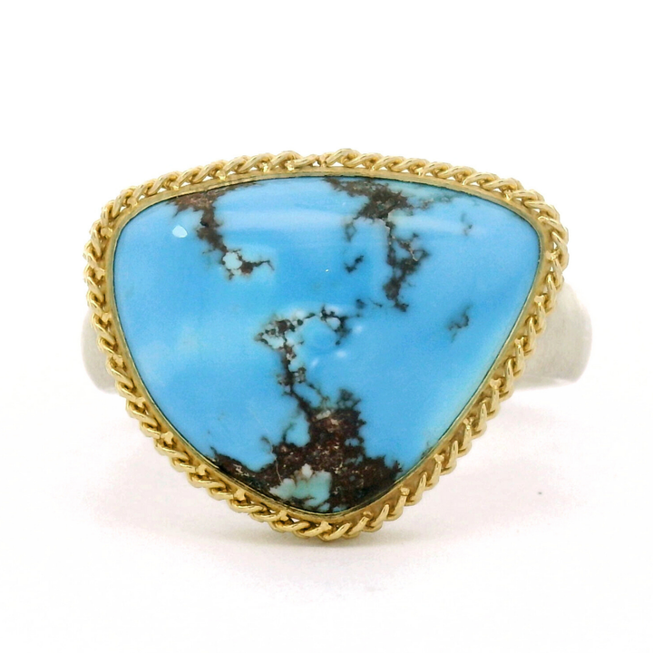 Turquoise, Gold & Silver Ring- "Tibetan Skies"