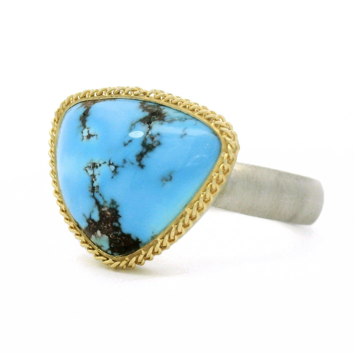 Turquoise, Gold & Silver Ring- "Tibetan Skies"
