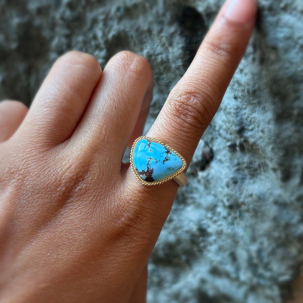 Turquoise, Gold & Silver Ring- "Tibetan Skies"