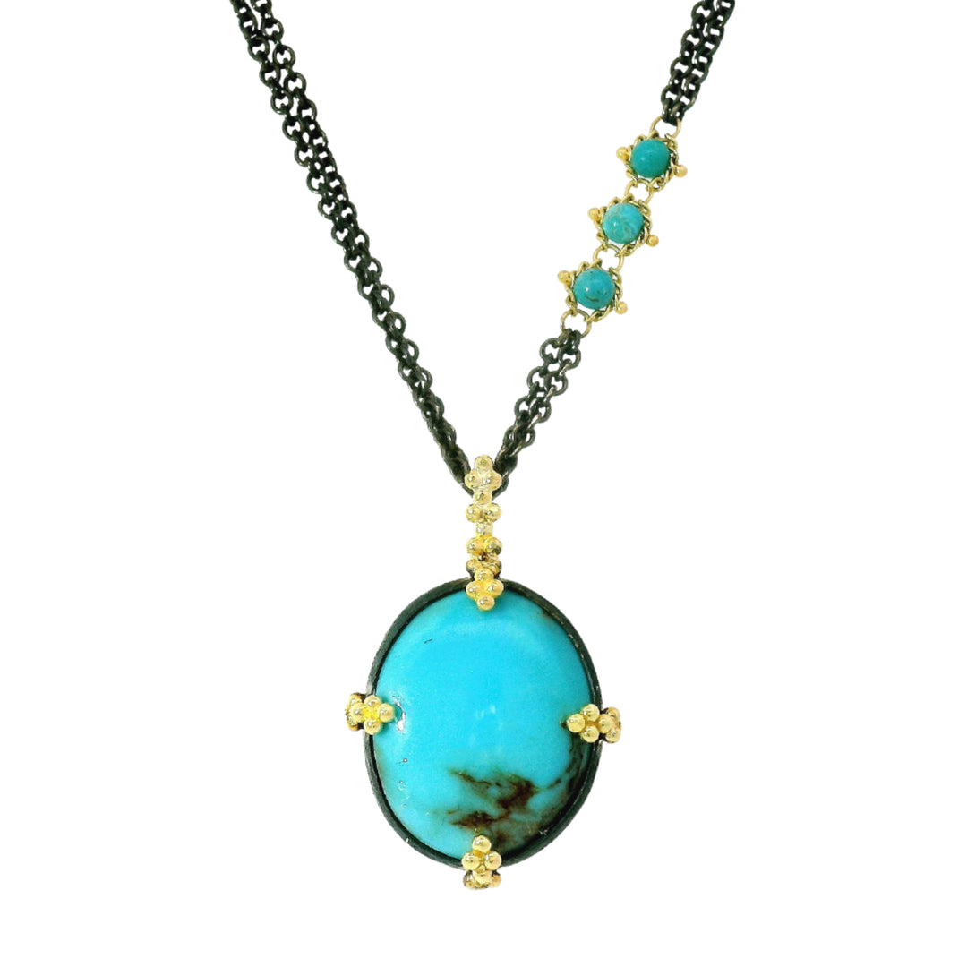 One-of-a-kind Blue Moon turquoise pendant necklace by Amáli