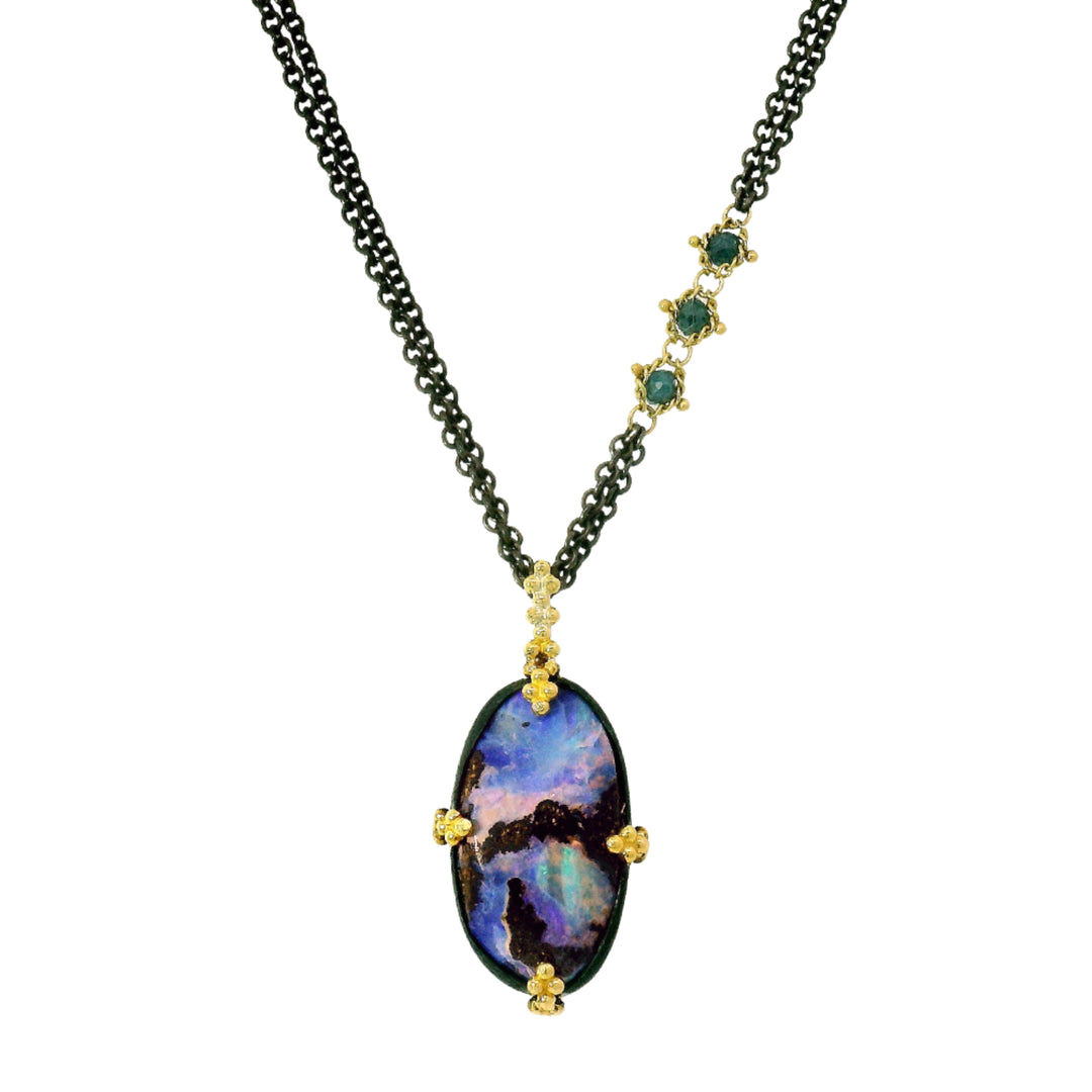 One-of-a-kind Yowah opal pendant necklace by Amáli