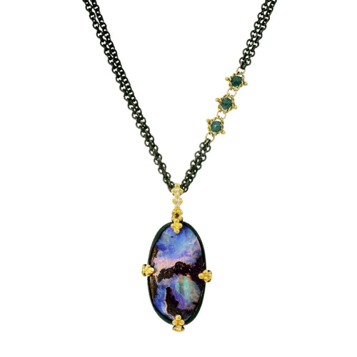 Yowah Nut Australian Opal with Diamond Accents - "Aurora"