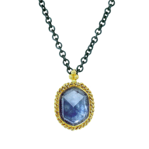 Montana Blue Sapphire Necklace in Silver & Gold - "Skybound"