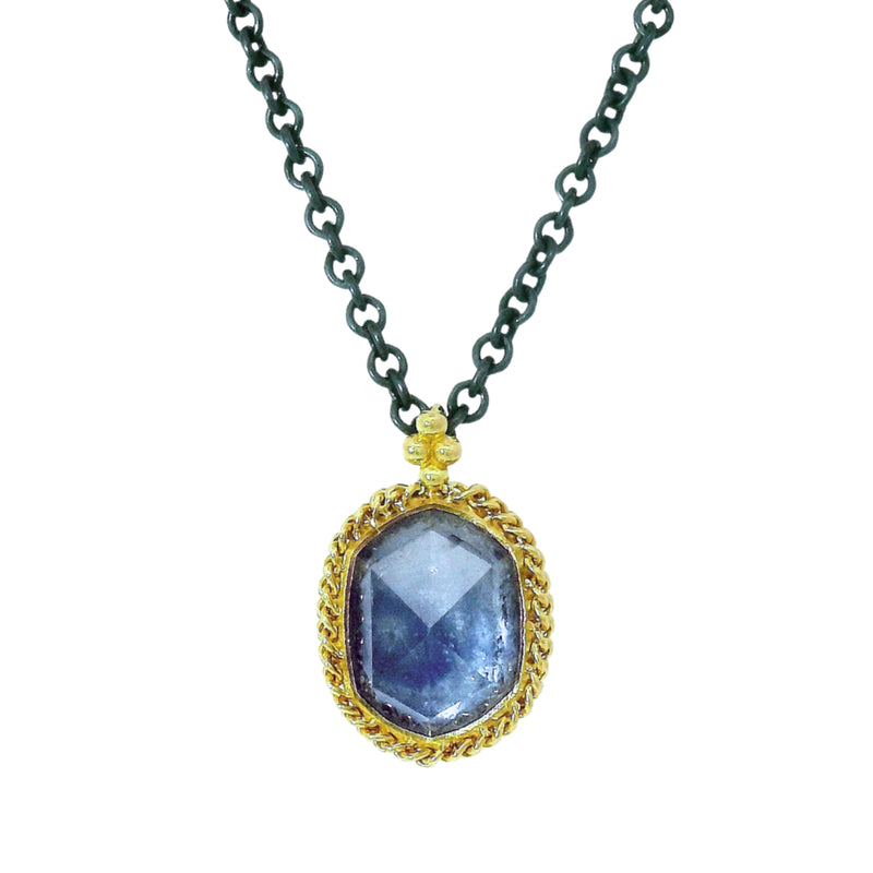 Montana Blue Sapphire Necklace in Silver & Gold - "Skybound"