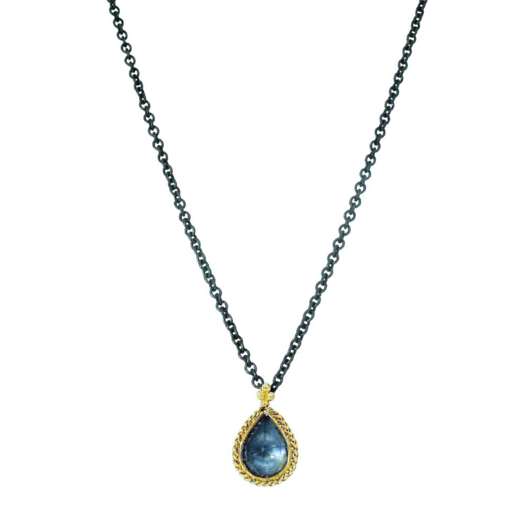 Stillwater one-of-a-kind Montana sapphire necklace in gold and silver