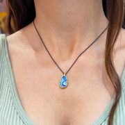 Sterling Silver & Yellow Gold Australian Opal Doublet Necklace - "Electric Waters"