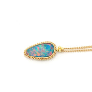 18K Yellow Gold Australian Opal Doublet Necklace - "Confetti Skies"