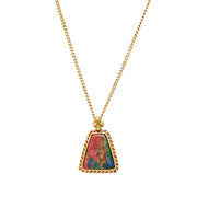 18K Yellow Gold Australian Opal Doublet Necklace - "Peacock Glow"