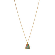 18K Yellow Gold Australian Opal Doublet Necklace - "Peacock Glow"