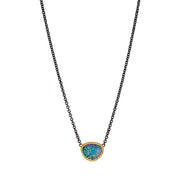 Sterling Silver & Yellow Gold Opal Doublet Necklace - "Monet's Palette"