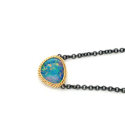 Sterling Silver & Yellow Gold Opal Doublet Necklace - "Monet's Palette"