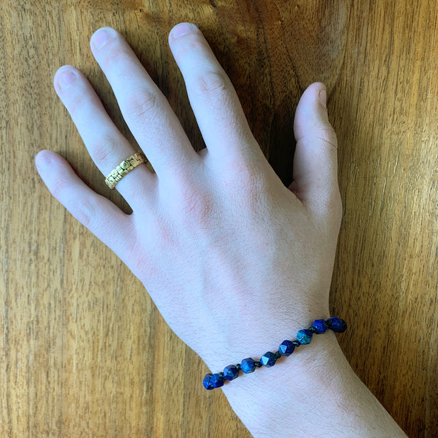 Blue Lapis Lazuli Beaded Macramé Adjustable Bracelet - "Zebedee"