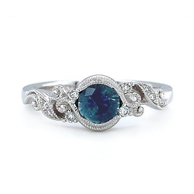 Blue Montana Sapphire and Diamond Ring - "Ocean Spray"