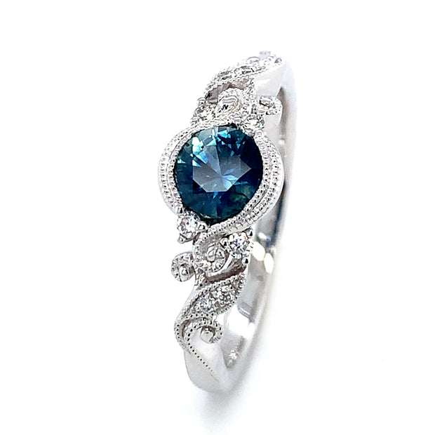 Blue Montana Sapphire and Diamond Ring - "Ocean Spray"