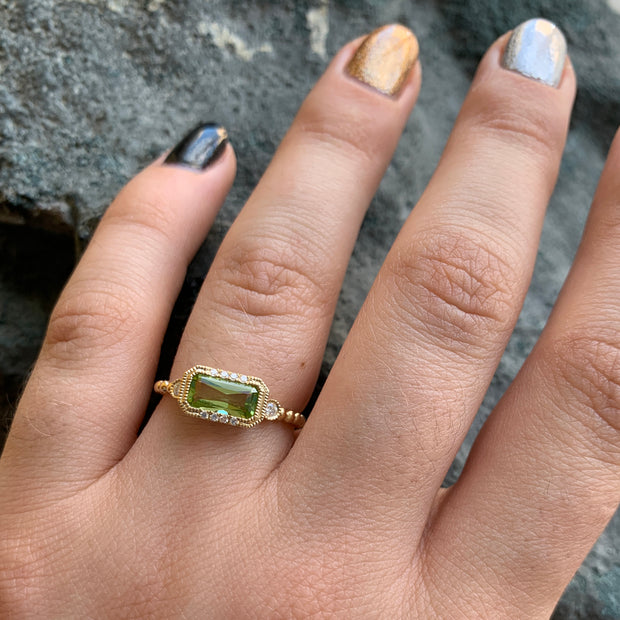 Peridot & Diamond Ring - "Chartreuse Masquerade"