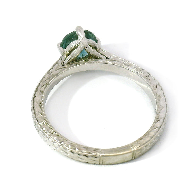 Teal-Blue Montana Sapphire & Diamond Engagement Ring - "Francesca"