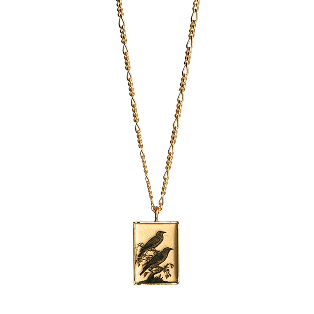 The Messengers crow pendant necklace by Anna Bánkuti in gold vermeil
