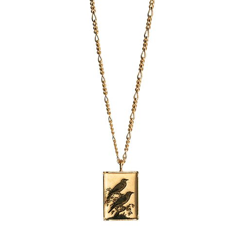 Gold Vermeil Crow Pendant Necklace - "The Messangers"