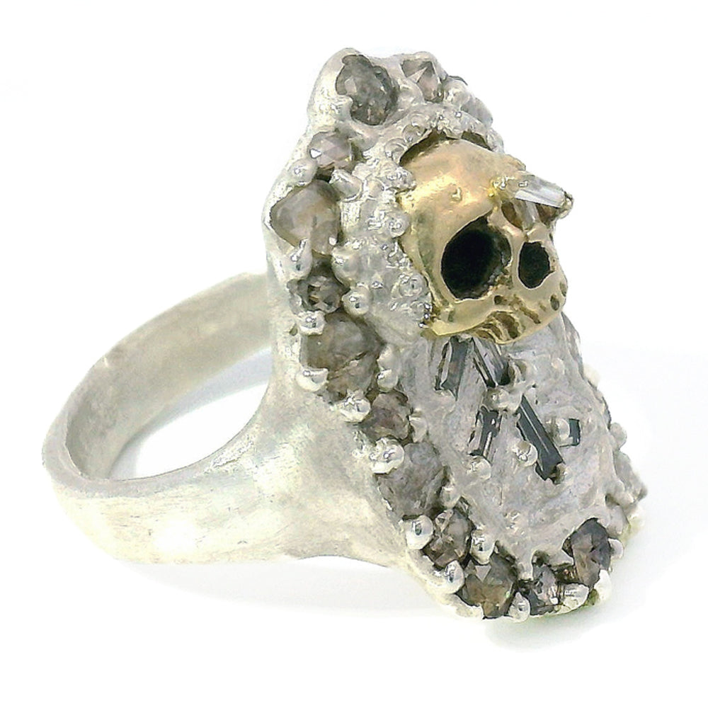 One-of-a-Kind Diamond Skull Ring - "Burial Site"