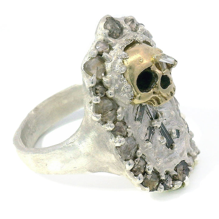 One-of-a-Kind Diamond Skull Ring - "Burial Site"