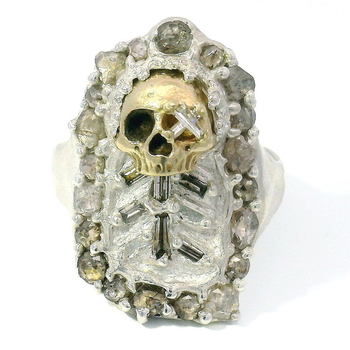 One-of-a-Kind Diamond Skull Ring - "Burial Site"