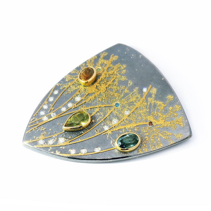 One-of-a-Kind Montana Sapphire, Sterling Silver & Gold Vario Pendant - "Freyja"