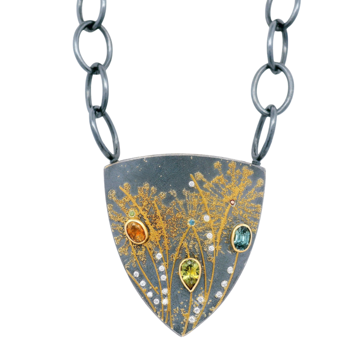 One-of-a-Kind Montana Sapphire, Sterling Silver & Gold Vario Pendant - "Freyja"