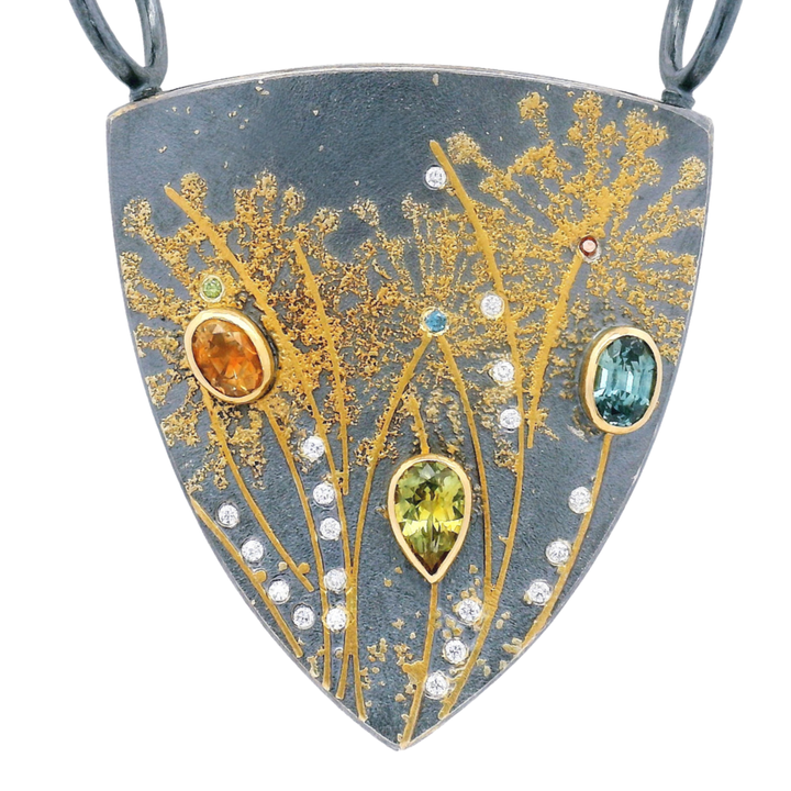 One-of-a-Kind Montana Sapphire, Sterling Silver & Gold Vario Pendant - "Freyja"