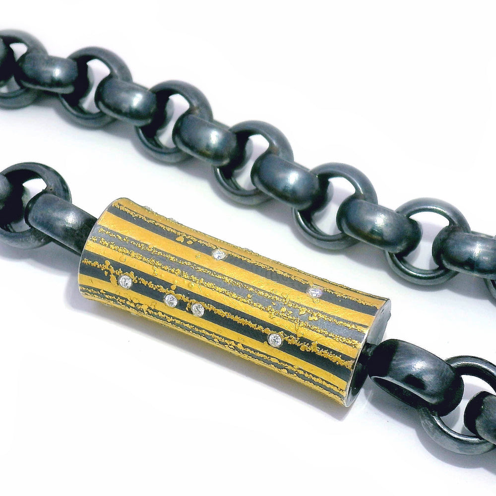 Diamond, Sterling Silver & Gold Vario Pendant - "Lode"