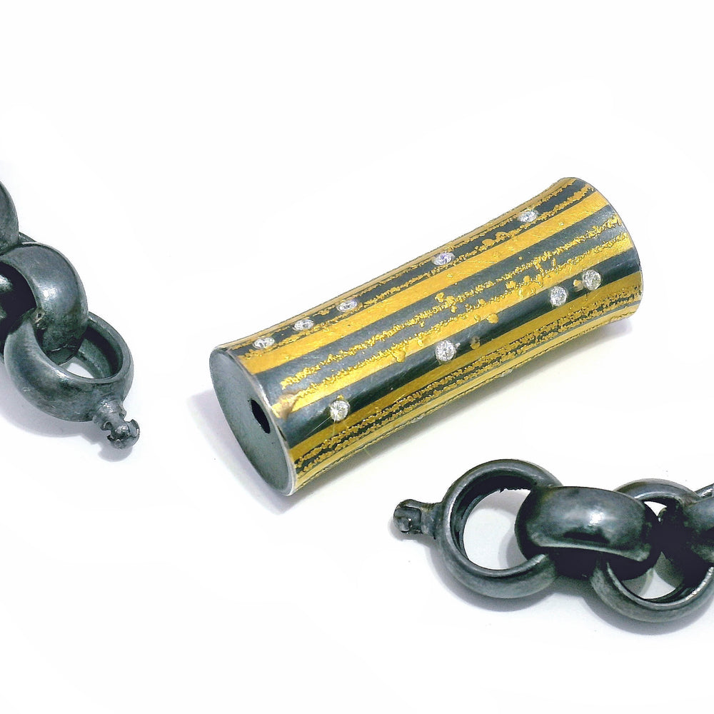 Diamond, Sterling Silver & Gold Vario Pendant - "Lode"