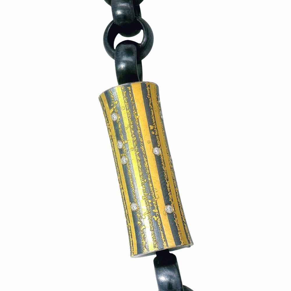 Diamond, Sterling Silver & Gold Vario Pendant - "Lode"