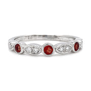 Garnet & Diamond Stackable Band