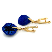 Azurite & Diamond Drop Earrings - "Sticks & Stones"