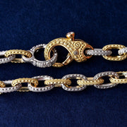 Platinum, 18K Yellow Gold & Diamond Milgrain Chain Bracelet - "Victorian"