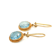 Yellow Gold and Aquamarine Earrings - "Crowned Boreas"