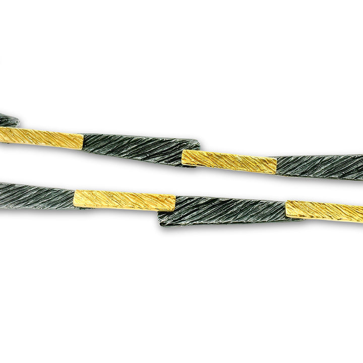 Blackened Sterling Silver & Gold Vermeil Necklace - "Bark"