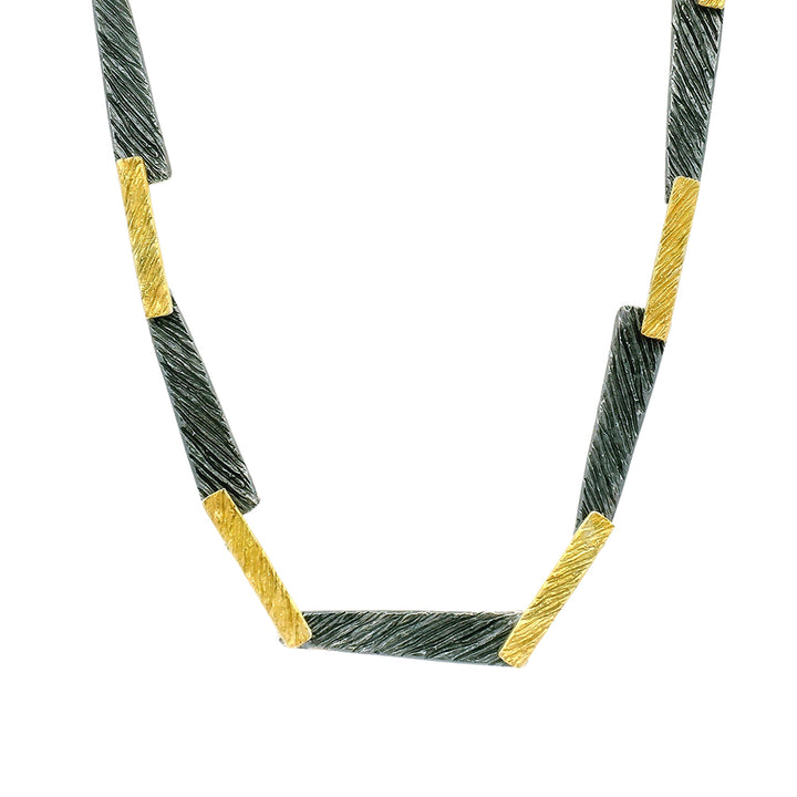Blackened Sterling Silver & Gold Vermeil Necklace - "Bark"