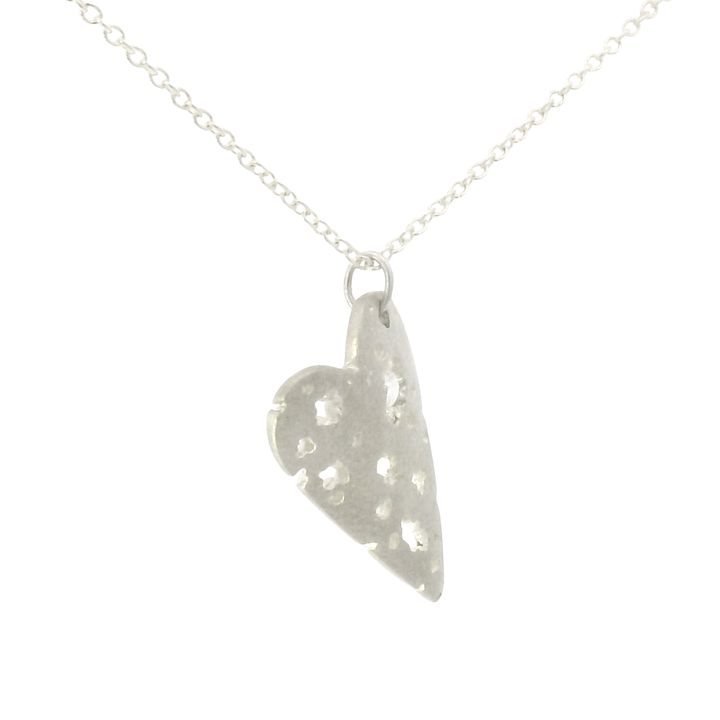 Diamond & Sterling Silver Necklace - "Large Shadow Heart"