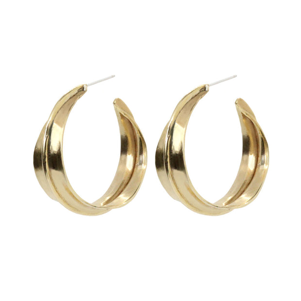 Medium Bronze Semi-Hoop Earrings - "Sahara Ridge"
