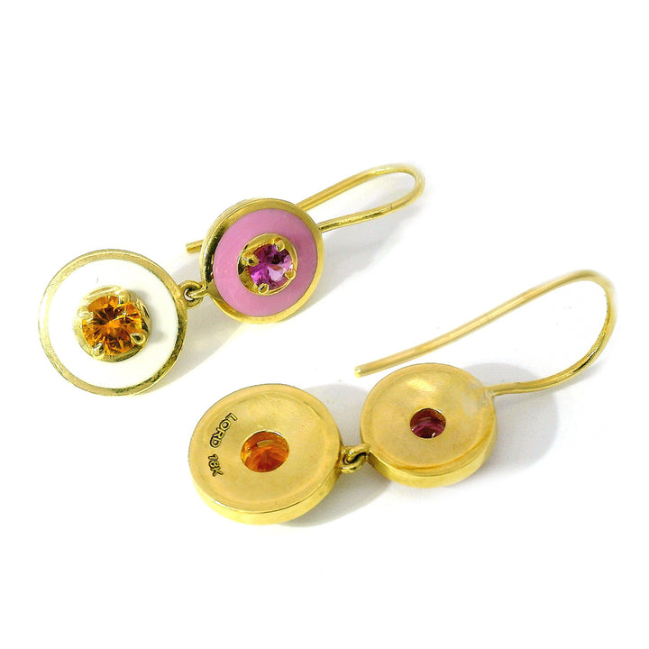 Montana Sapphire & Enamel Earrings - Custom "Rock Candy Taffy"