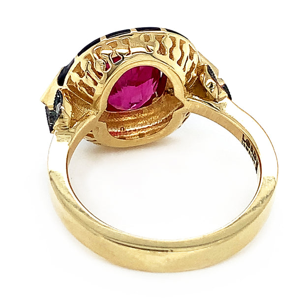 Ruby & Diamond Enamel Ring - "Rock Candy Glamour"