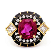 Ruby & Diamond Enamel Ring - "Rock Candy Glamour"