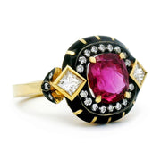 Ruby & Diamond Enamel Ring - "Rock Candy Glamour"