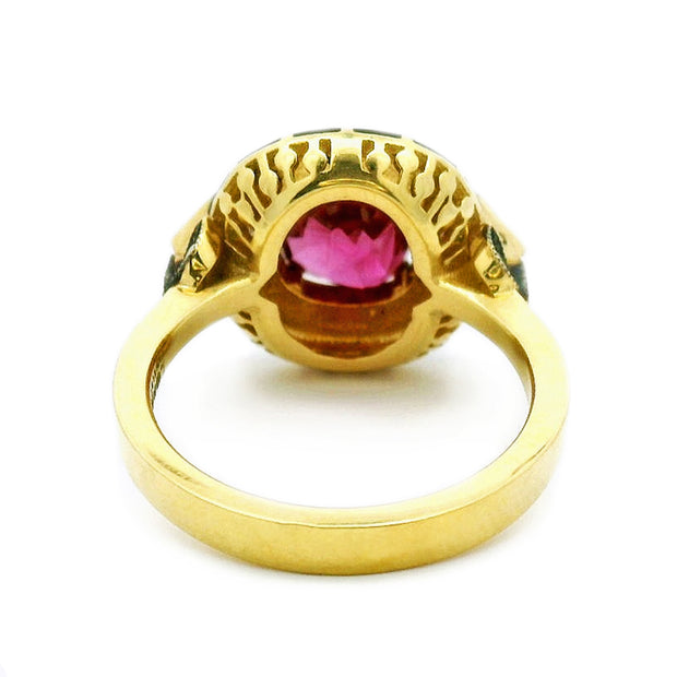 Ruby & Diamond Enamel Ring - "Rock Candy Glamour"