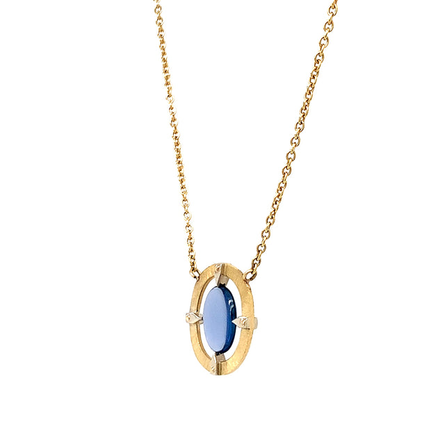 One-of-a-Kind Yogo Sapphire Two Tone Gold Necklace - "Floating Majesty"